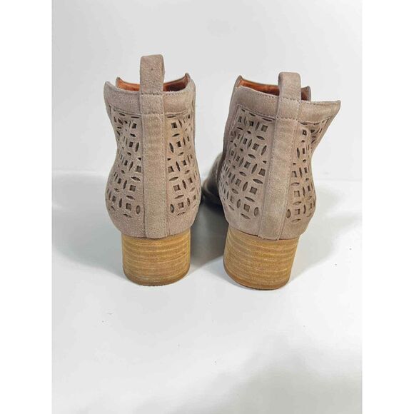 Jeffrey Campbell Taggart Laser Cutout Tan Suede Boho Booties Sz. 8 - Picture 2 of 8